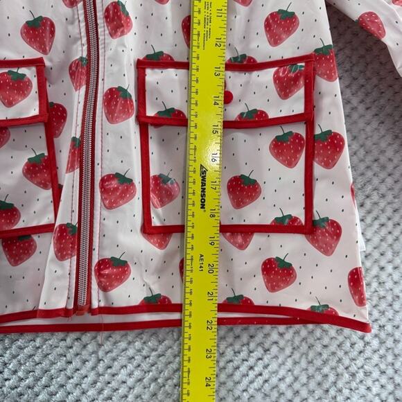 Tahari Rain Jacket Girls 6 Pink Strawberries Full Zip Hoodie Pockets - Picture 7 of 10